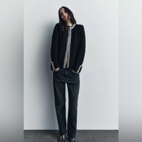 NWT Zara Jacket | ZARA 100% WOOL BEADED CARDIGAN/ JACKET (Size: M) - Picture 10 of 16